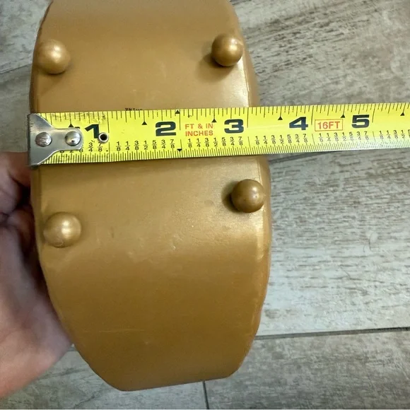 Gold Tone Crescent Moon Decor with Stars planter - Picture 6 of 7